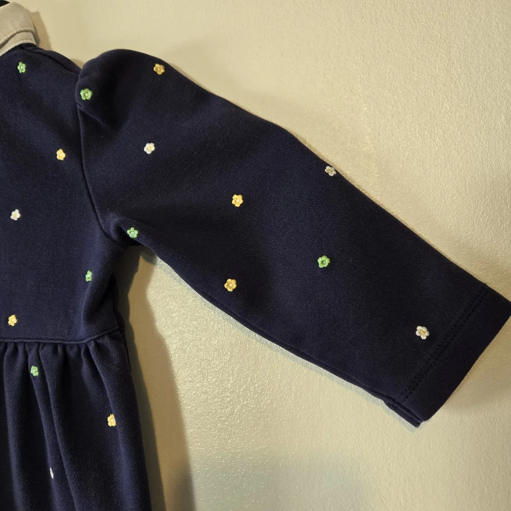 Vintage Gymboree Navy Blue Embroidered Ditsy Floral Jumpsuit Size 18-24 Months